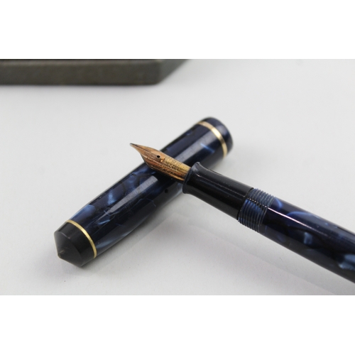 470 - Vintage Conway Stewart 759 Navy Fountain Pen w/ 14ct Gold Nib WRITING Boxed