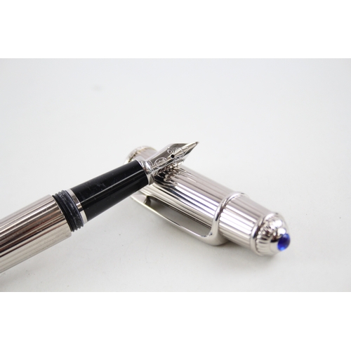 473 - CARTIER Diablo De Cartier Silver Tone Fountain Pen w 18ct White Gold Nib WRITING