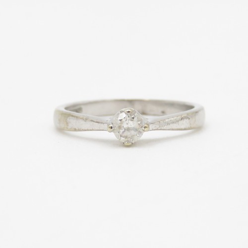 79 - 9ct gold diamond solitaire ring (1.8g) Size I