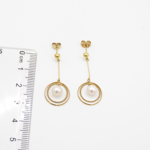 31 - 9ct gold cultured pearl drop earring (1.7g)