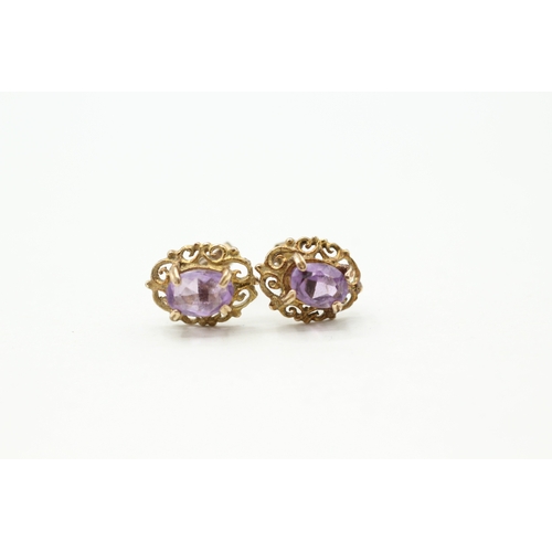 112 - 9ct gold amethyst stud earrings (1.8g)