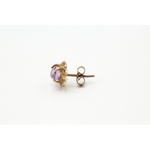 112 - 9ct gold amethyst stud earrings (1.8g)