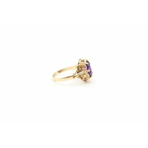 25 - 9ct gold amethyst single stone ring (2.4g) Size L