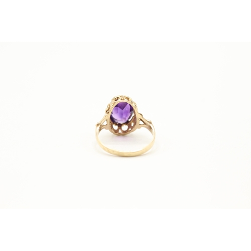 25 - 9ct gold amethyst single stone ring (2.4g) Size L