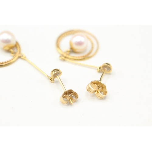 31 - 9ct gold cultured pearl drop earring (1.7g)