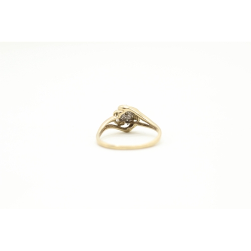 38 - 9ct gold diamond cluster ring (1.9g) AS SEEN - MISSHAPEN Size O