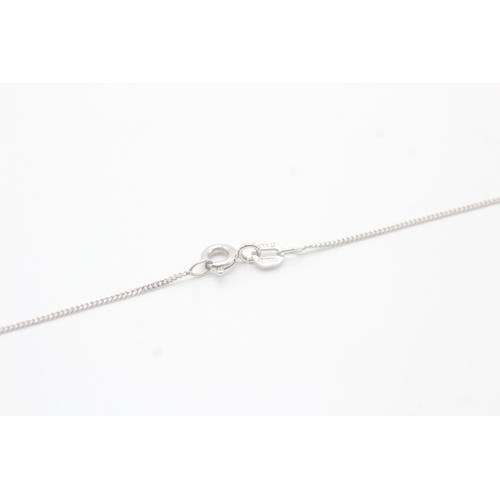 39 - 9ct white gold diamond drop pendant on chain (2.4g)