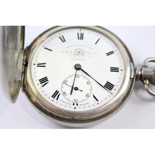 451 - Vintage 925 Silver Tho Russell & Son Pocket Watch Hand-Wind Requires Repairs