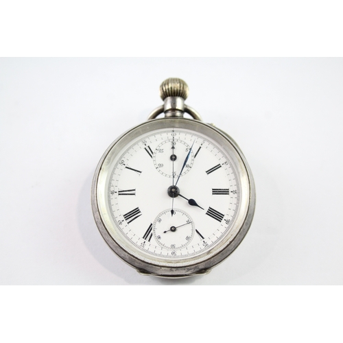 452 - Vintage 935 Silver Chronograph Pocket Watch Hand-Wind WATCH RUNS