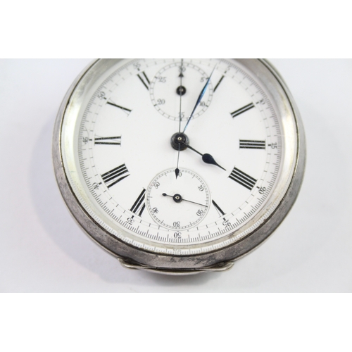 452 - Vintage 935 Silver Chronograph Pocket Watch Hand-Wind WATCH RUNS