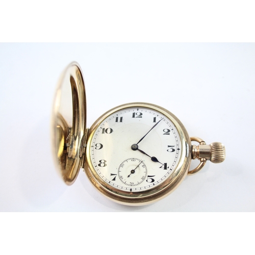 455 - Vintage Waltham Rolled Gold Full Hunter Pocket Watch Hand-Wind WATCH RUNS