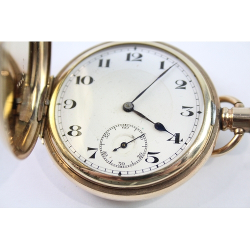 455 - Vintage Waltham Rolled Gold Full Hunter Pocket Watch Hand-Wind WATCH RUNS