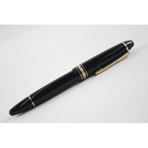 463 - Montblanc Meisterstuck 146 Black Lacquer & Gold Plate Fountain Pen w/ 14ct Nib