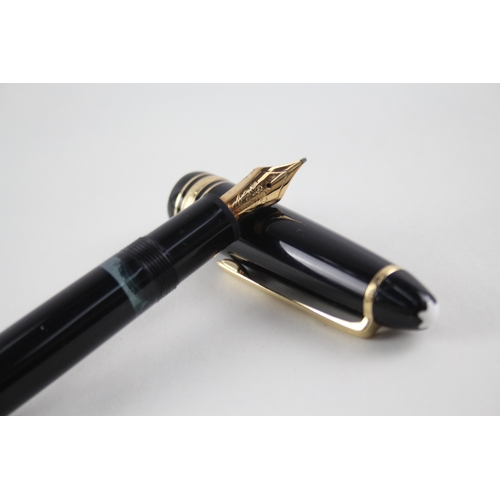 463 - Montblanc Meisterstuck 146 Black Lacquer & Gold Plate Fountain Pen w/ 14ct Nib