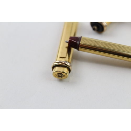 468 - 2 x Cartier Gold Plated Rollerball / Ballpoint Pens For Repair