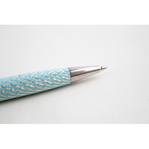 470 - YARD O LED .925 Sterling Silver & Blue Enamel Ballpoint Pen / Biro WRITING 28g