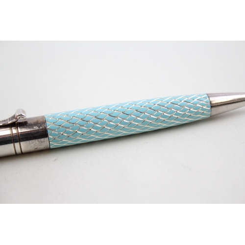 470 - YARD O LED .925 Sterling Silver & Blue Enamel Ballpoint Pen / Biro WRITING 28g