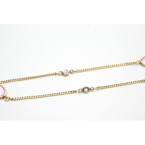 57 - 18ct gold pink sapphire & diamond necklace (4.3g)