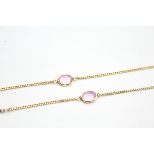 57 - 18ct gold pink sapphire & diamond necklace (4.3g)