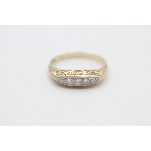 71 - 18ct gold old cut diamond five stone ring (3.2g) Size M