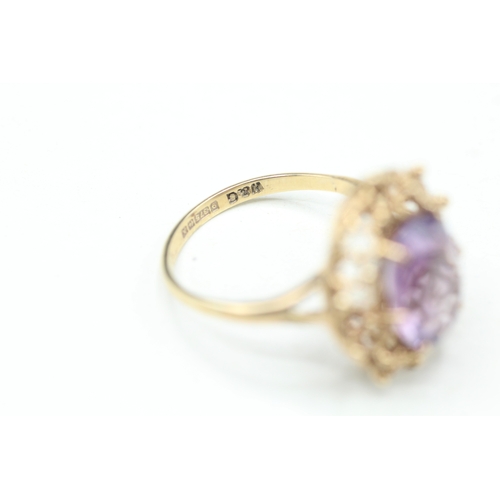 8 - 9ct gold amethyst single stone ring (3.5g) Size O