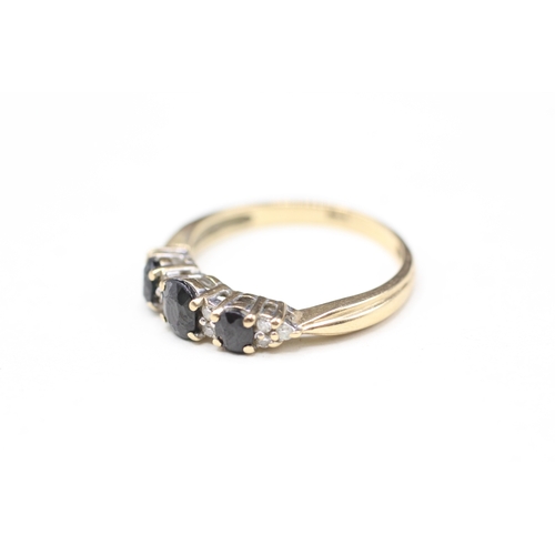 10 - 9ct gold diamond and sapphire multi stone ring (2.6g) Size P