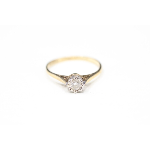 104 - 9ct gold diamond single stone ring (1.2g) Size L 1/2