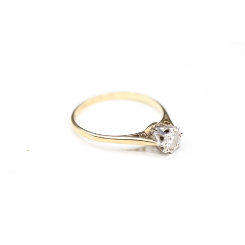 104 - 9ct gold diamond single stone ring (1.2g) Size L 1/2