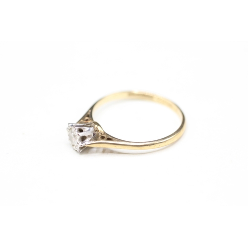 104 - 9ct gold diamond single stone ring (1.2g) Size L 1/2