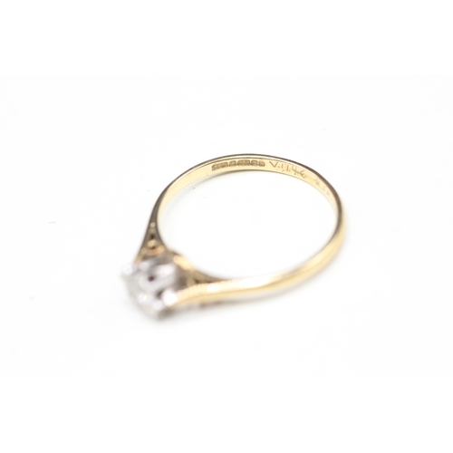 104 - 9ct gold diamond single stone ring (1.2g) Size L 1/2