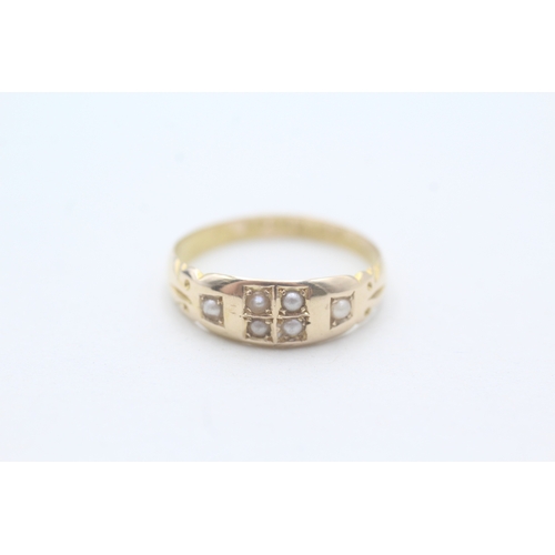 148 - 15ct gold antique seed pearl dress ring (1.9g) Size N