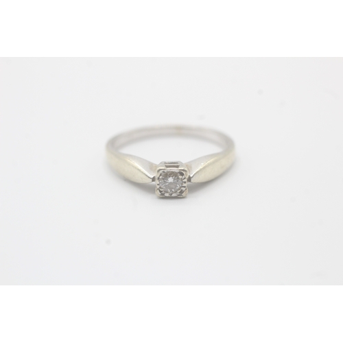 159 - 9ct white gold diamond single stone ring (2.1g) Size O