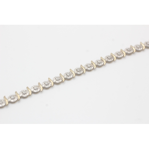 161 - 9ct gold diamond fancy link bracelet (5.8g)