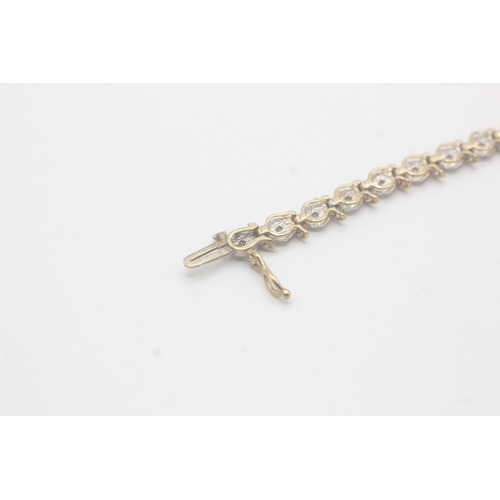 161 - 9ct gold diamond fancy link bracelet (5.8g)