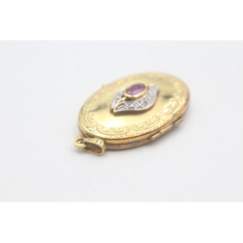 17 - 9ct gold ruby and diamond locket (5.6g)