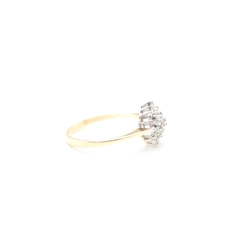 177 - 9ct gold diamond set cluster ring (2.2g)