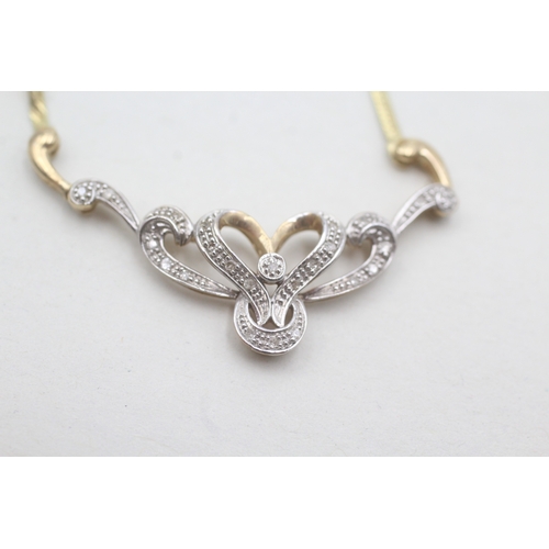 180 - 9ct gold diamond set static pendant necklace (3.8g)