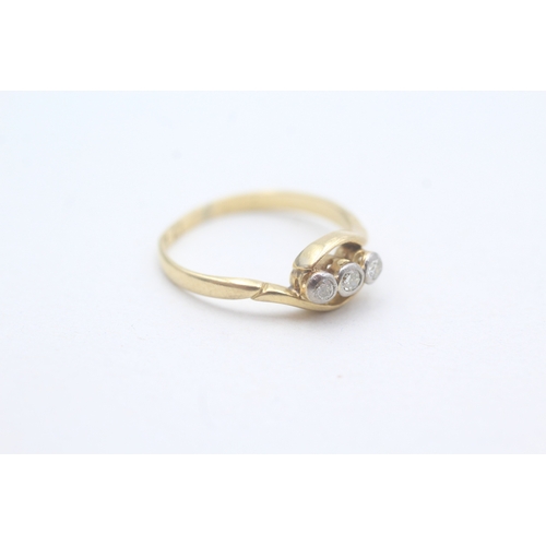 181 - 18ct gold diamond set trilogy ring (1.8g) Size I 1/2