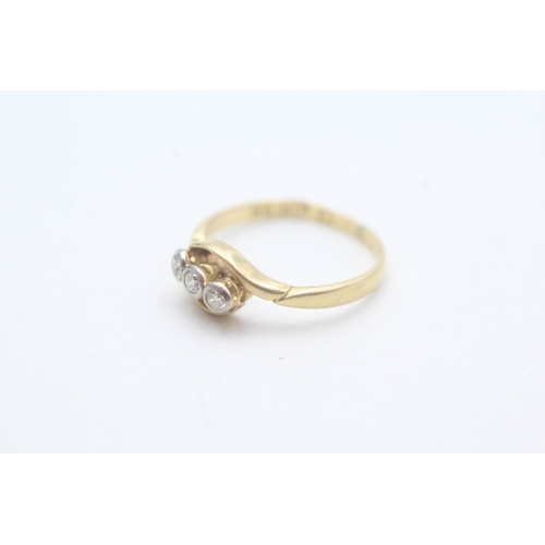 181 - 18ct gold diamond set trilogy ring (1.8g) Size I 1/2