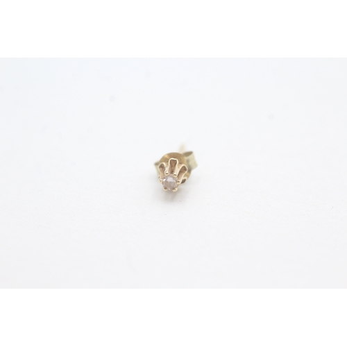 183 - 9ct gold diamond set stud earrings (0.6g)