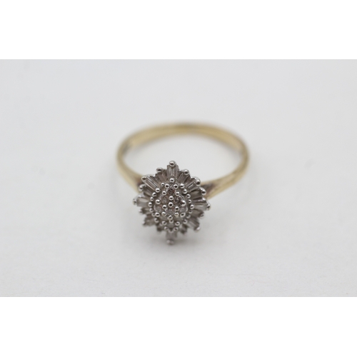 205 - 9ct gold diamond set cluster ring (1.9g) Size M