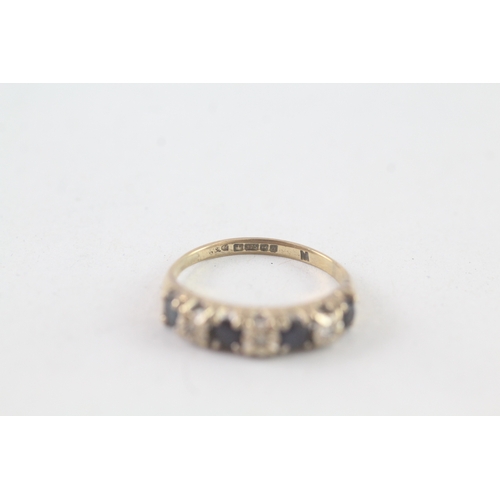 229 - 9ct gold vintage sapphire & diamond half eternity ring (2.1g) Size M