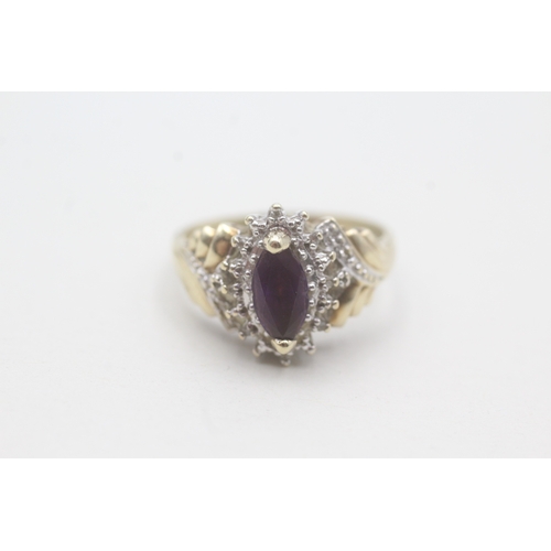 23 - 9ct gold amethyst and diamond ring (3.8g) Size S