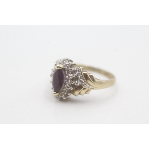 23 - 9ct gold amethyst and diamond ring (3.8g) Size S