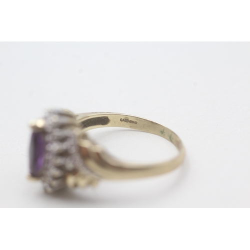 23 - 9ct gold amethyst and diamond ring (3.8g) Size S