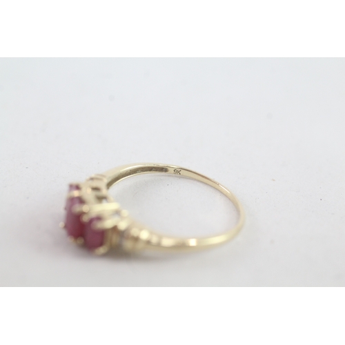 232 - 9ct gold enhanced ruby & diamond ring (2g) Size O