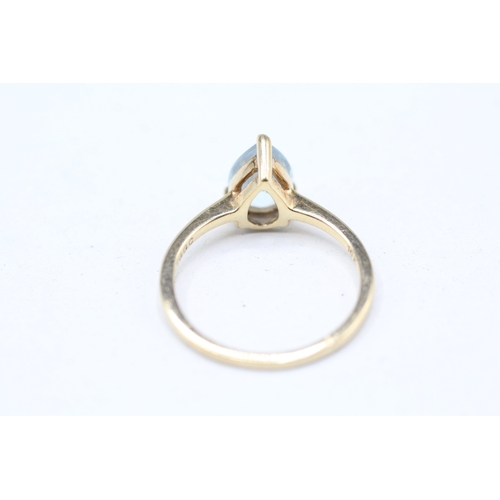 243 - 9ct gold aquamarine set teardrop ring (1.6g) Size K