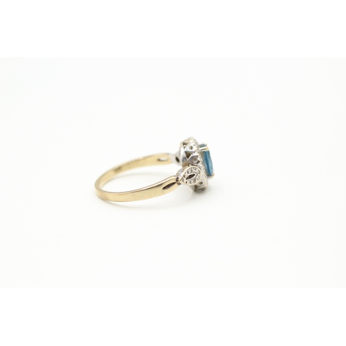 28 - 9ct gold diamond and topaz halo ring (2.8g) Size P