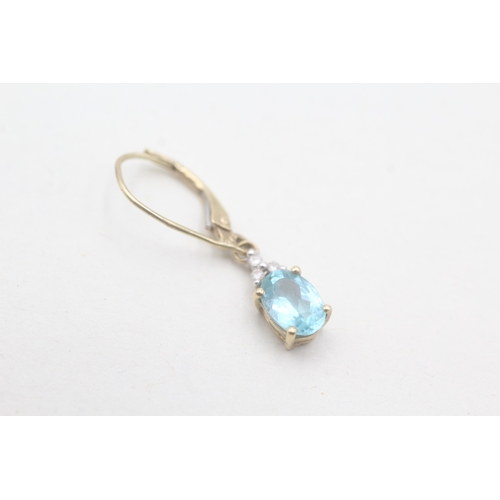 39 - 9ct gold diamond & apatite drop earrings (1.5g)