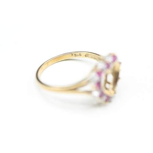 52 - 9ct gold ruby and diamond heart ring (2.3g) Size O